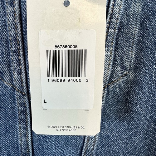 Mens Levi’s Blue Wash Sherpa Denim Jean Quilted Sleeve Trucker Jacket Large - Picture 16 of 18