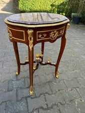 Tisch Oval Mahagoni Louis XVI Marmorplatte Vergoldet Bronze Französisches Vin...