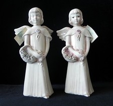 ANGEL GIRLS With ROSE BASKETS Porcelain Figurines By Dawna Taylor Jones