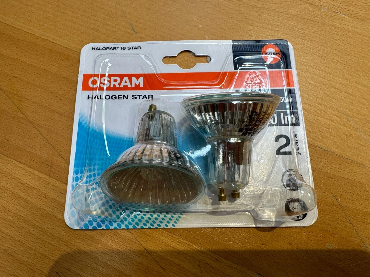 2x OSRAM HALOGEN HALOPAR 16 STAR ALU 50W FLOOD 35 64824 FL GU10