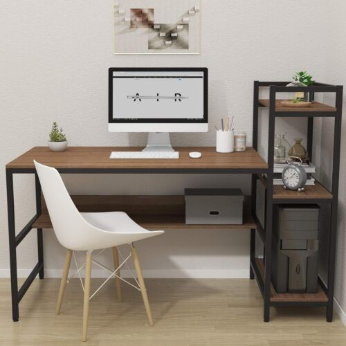 Computertisch Schreibtisch mit Ablagefächern Für Büro Wohnzimmer einfacher Aufb - Bild 6 von 7