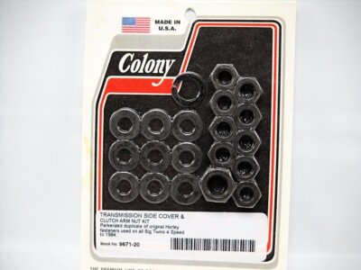 9671-20 TRANSMISSION KICK START SIDE COVER & CLUTCH ARM NUT KIT PARKERIZED