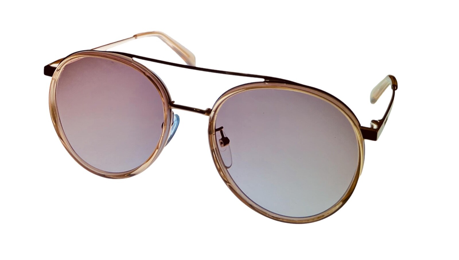 Zadig & Voltaire Men Brown Gold, Plastic Metal Round Sunglass SZV193. 300