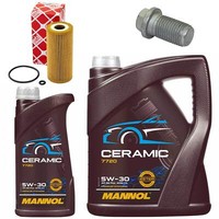 MotoröL Filter Set Mannol 5W-30 Ceramic 6 Liter + Schraube FüR Mercedes A-Klasse