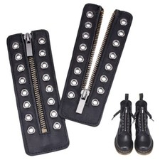 Leather Lace-in Boot Zipper Inserts, 2.1 6.2" Black-smooth