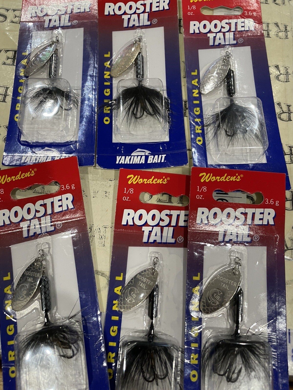 6X Yakima 208 1/8 oz Original Rooster Tail Black Fishing Spinnerbait Lure - Image 5