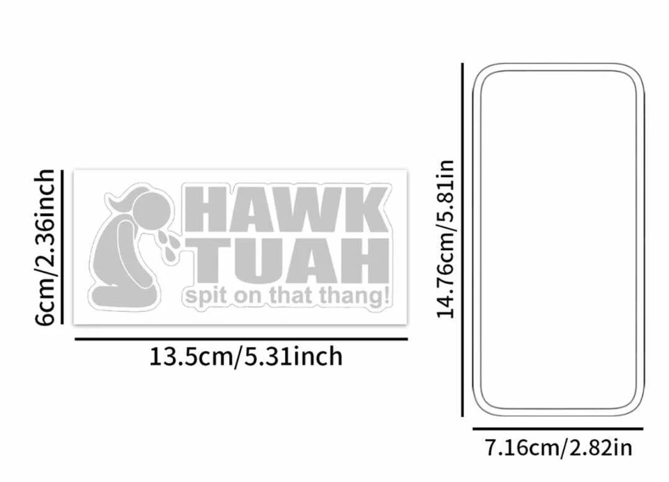 Pegatina de vinilo Hawk Tuah divertida calcomanía de coche ventana escupir en esa cosa thang Foto 2 de 4