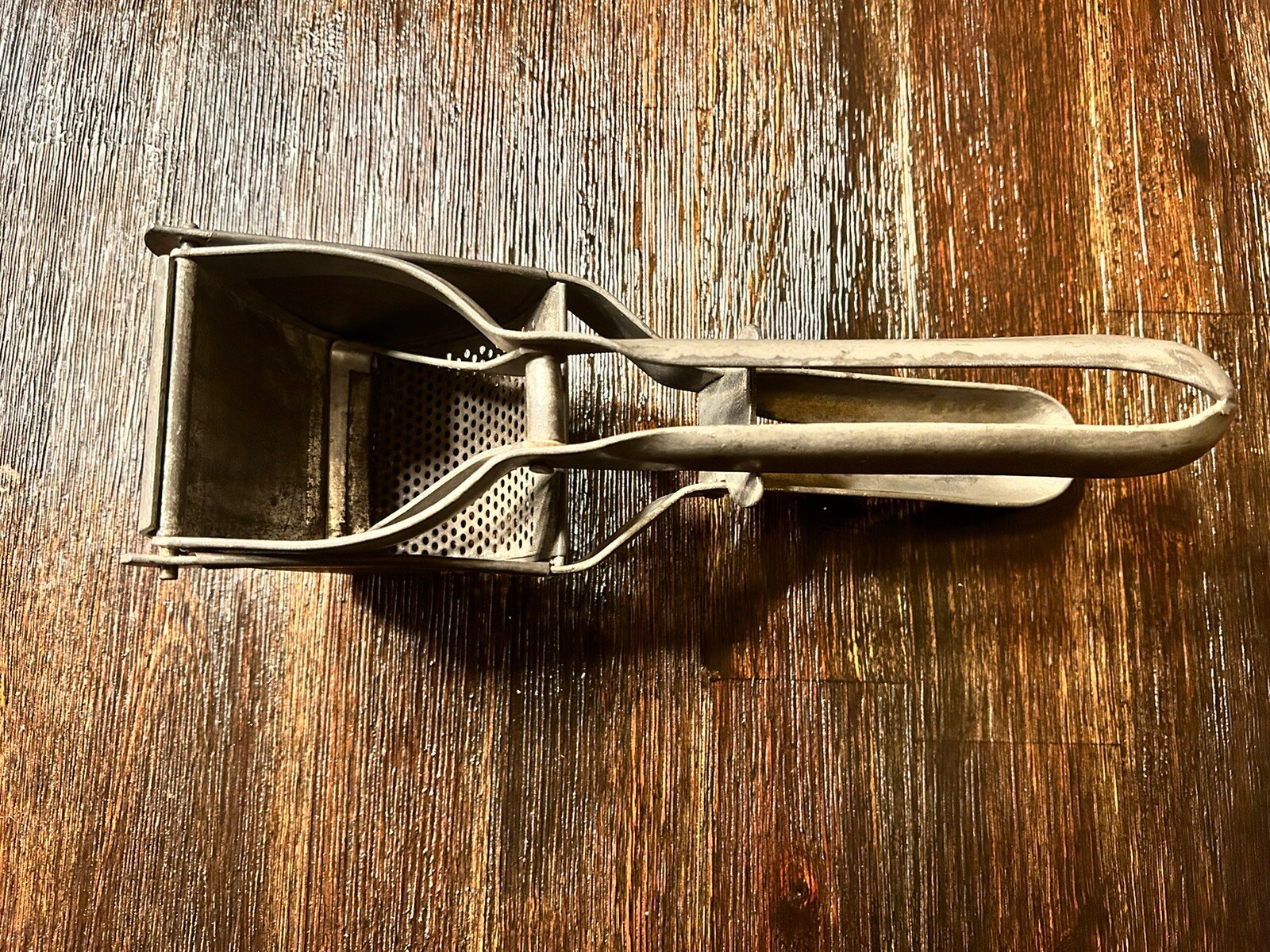 Vintage Stainless Heavy Duty Potato Masher/Ricer 12" Long, C1920, Very