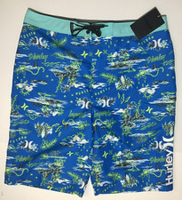 Hurley Doodle Isle Board Shorts- Blue- Boy's Size 20/30 NEW 38