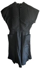 Vintage MOD 60s Hostess Dress Black Pockets Short Sleeves Size S/M Chest 34 W 28