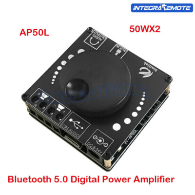 12V 24V Bluetooth 5.0 Audio Digital Power Amplifier 50W+50W Stereo Board AUX New
