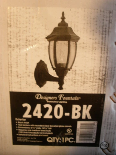 NEW Designers Fountain 2420-BK 1 Light 6.5" Cast Aluminum Wall Light Black - Picture 4 of 4