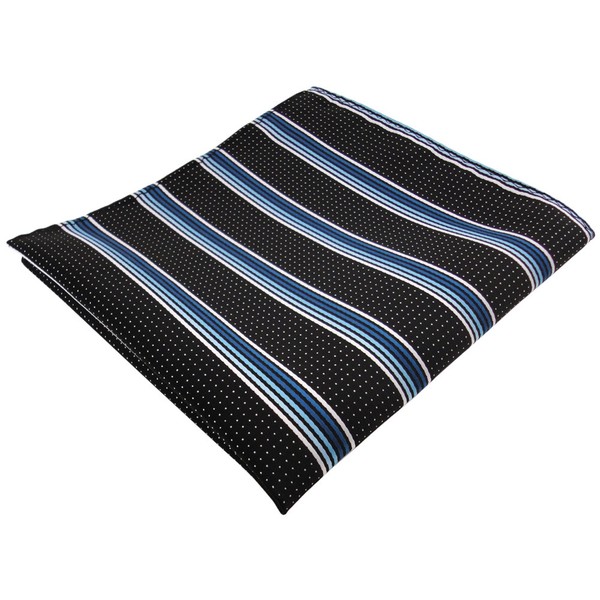 Tigertie Einstecktuch TüRkis Blau Silberweiss Schwarz Gestreift-image