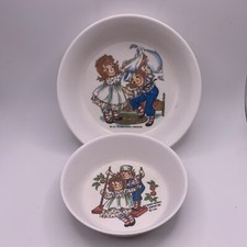 Vintage 1969 Oneida Deluxe Raggedy Ann And Andy Melamine Childs Bowls Lot Of 2