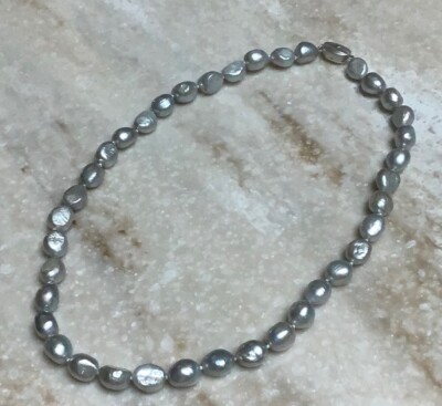 925 Honora grau Barock Perlenkette 20'' Neu ohne Etikett