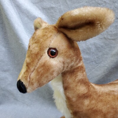 ぬいぐるみ vintage deer plush toy Vintage Deer Doe Fawn White Tail Standing Plush Stuffed Animal No