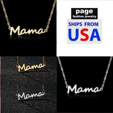 Gold/Silver- 1-1/8" MAMA Pendant Necklace 18" Chain- Jewelry Gift For Mother