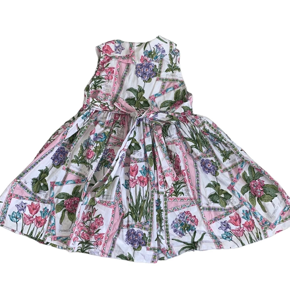 Kellys Kids EUC Retro Flounce Collared Sleeveless Cotton Sundress Floral Garden - Image 2 of 4