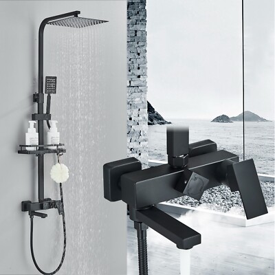 Schwarz Duschsystem Regendusche Duschset Duscharmatur Duschpaneel mit Handbrause