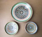 Lot of 3 Beautiful Traditional Romanian Pottery Horezu Biscu.