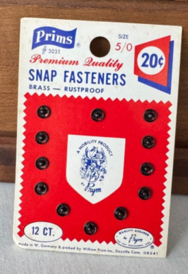 12ct Antique Vintage Prims Snap Sew On Snaps Sewing Notion Prym USA N62 Size 5/0