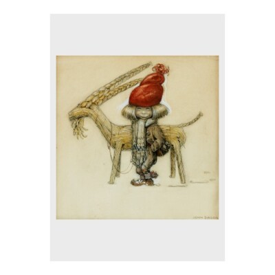 John Bauer - 'Young Santa by the Christmas Goat': Poster (16.5'' x 11.7'')