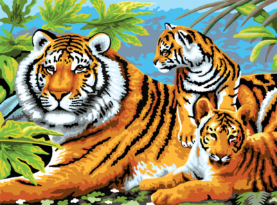 Malen nach Zahlen Junior Tiger mit Jungen 40x32,5 cm Pracht Creatives Hobby  ...