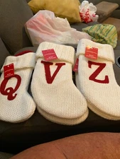 New 8" Mini Wondershop Knit Monogram Stocking Z V Q Initial Target White Letter