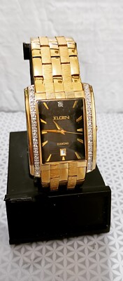 ELGIN DIAMOND Men's Watch Gold Tone Quartz FG509ST Extra
