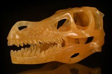 4.92"Natural Orange Calcite Crystal Carved  T-Rex Carving Collectibles Mystic Cr
