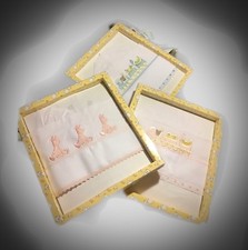 LENZUOLINO CULLA CARROZZINA DA RICAMARE A PUNTO CROCE "COMPLETO 3 PEZZI" BIMBI  