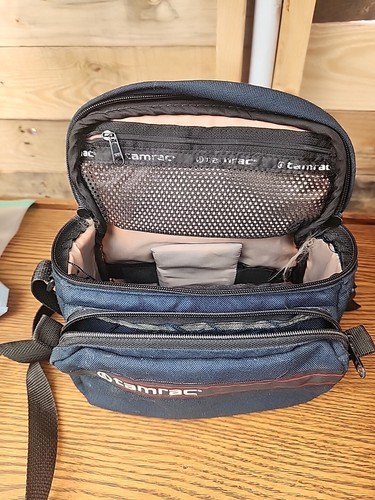 Vintage Tamrac Camera Bag Case Navy Blue Canvas + Suede USA Made 6x7 - Picture 6 of 7