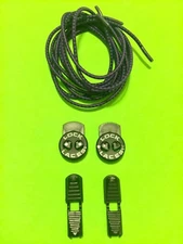 NO TIE handy elastic lock SHOELACES - EGGPLANT PURPLE LACES, BLACK LOCKS & CLIPS