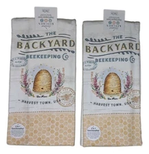 Set of 2 BACKYARD BEEKEEPING Bee Hive Terry Kitchen Towels by Kay Dee Designs