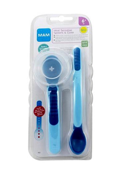 Mam – Cucchiaio Termosensibile E Coperchio Azzurro