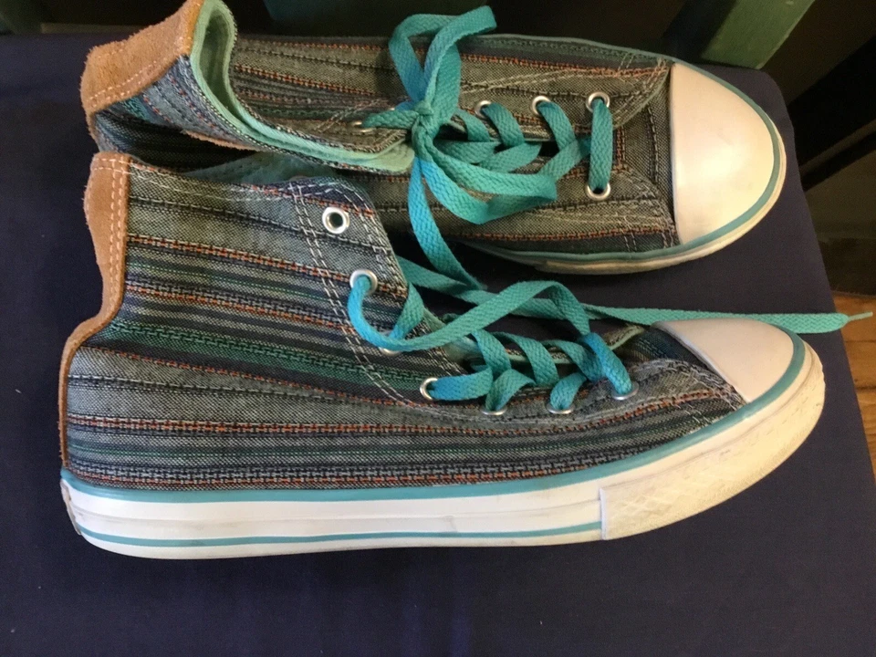 Parche de cuero a rayas Converse AS Shoes Juniors US 6 Aqua/Marrón Foto 2 de 4