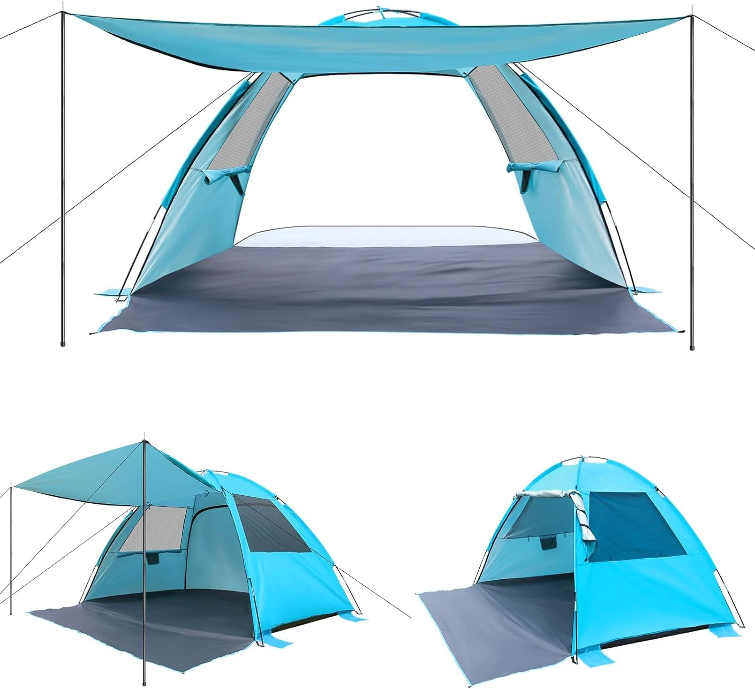 Portable Beach Tent for Up to 6, UV Protection, Easy Setup & Ventilation