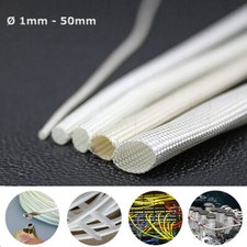 600 C HIGH TEMP Fiberglass Sleeving Cable Wire Insulation Sheath ID 1-50mm White