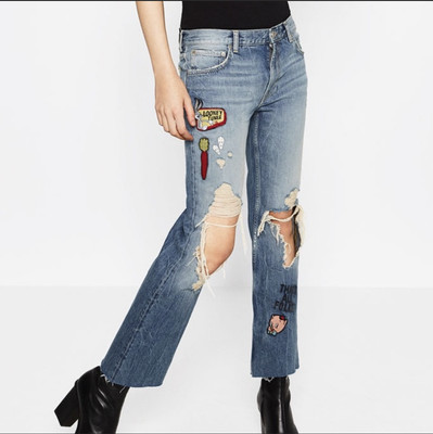 zara patch jeans