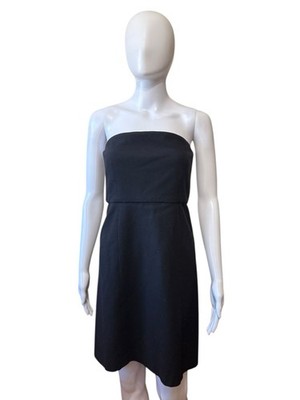 Theory Strapless Black Wool Blend A-Line Dress Size 4