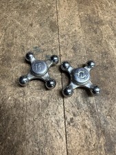Vintage H C Hot Cold Bathroom Sink Tub Faucet Handles Set Pair Brass Parts USA