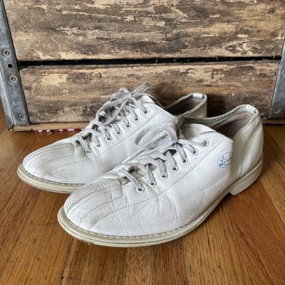 Vintage Linds Left Handed Bowling Shoes Men's 8.5 D White Leather Made In USA