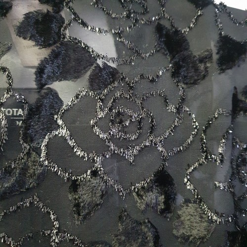 Vintage Black Burnout Blouse Tunic Shirt EU44 UK16 US12 Shiny Floral Whimsigoth - Picture 17 of 17
