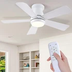 Ceiling Fans with Light and Remote,40" White Flush Mount Ceiling Fan with Dim...