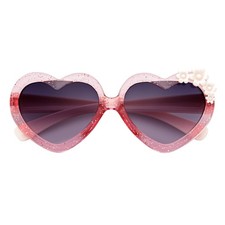 GLITTER HEART - Kids Small Glitter Heart Shaped Sunglasses Pink Lavender