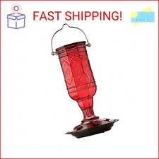 More Birds Red Jewel Hummingbird Feeder, Glass Hummingbird Feeders for Outdoors,