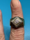 Sterling Silver 925 Men’s Yellow Tone Huge Ring Vintage Sz 10 NR