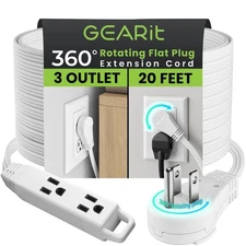 Rotating Extension Cord Adapter 3 Outlet Wall Plug Multi Use