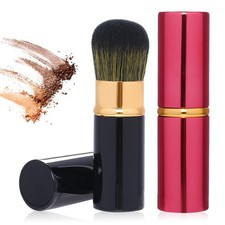 2 Pieces Retractable Kabuki Brush for Makeup,Portable 3.35 x 0.79 Inch, Black