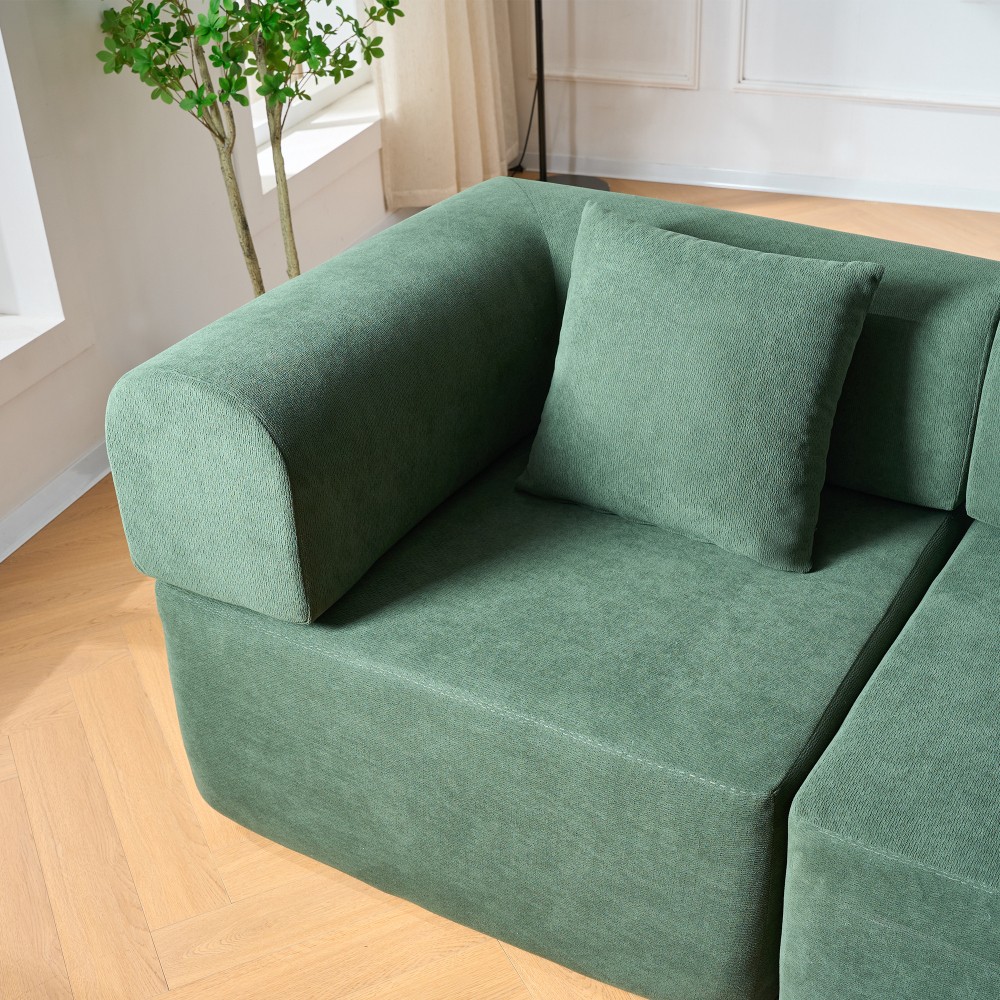 Green 106" Modular Sectional Sofa Sectional Couch Boneless Couch Compressed Sofa
